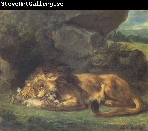 Eugene Delacroix Lion Devouring a Rabbit (mk05)